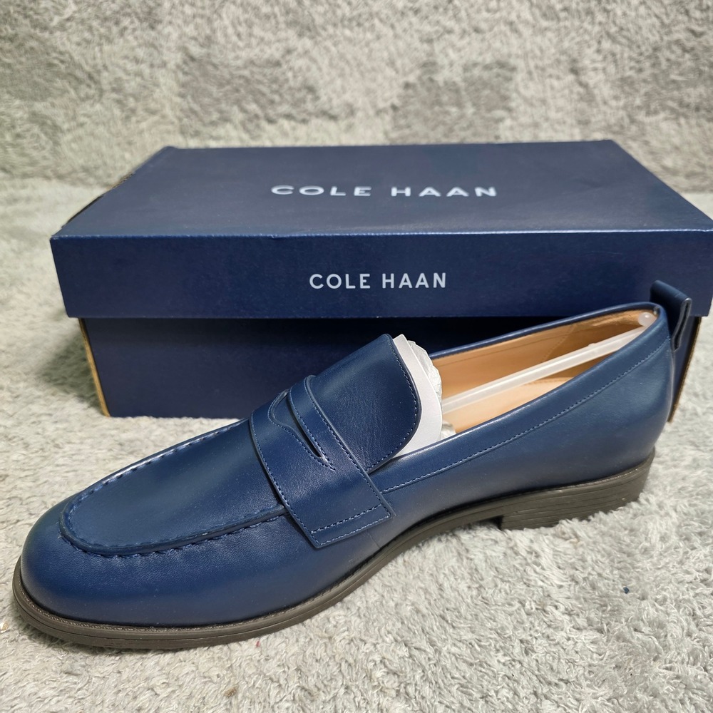 Cole Haan Stassi Penny Loafer Blue Wing Teal Leather Womens 11 B NEW